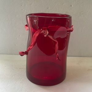 Ruby red handblown Art glass or candleholder or vase.